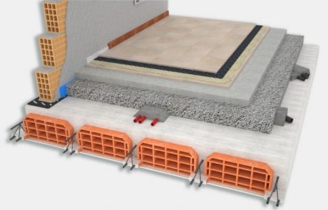 Esempio applicazione rotolo anticalpestio sottopavimento di Isolgomma su solaio in latero cemento