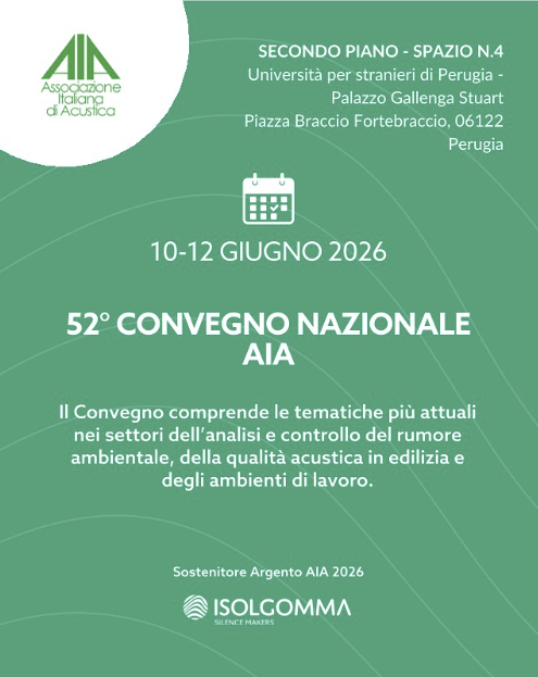10 -12 GIUNGO 2026 - 52° CONVEGNO NAZIONALE AIA